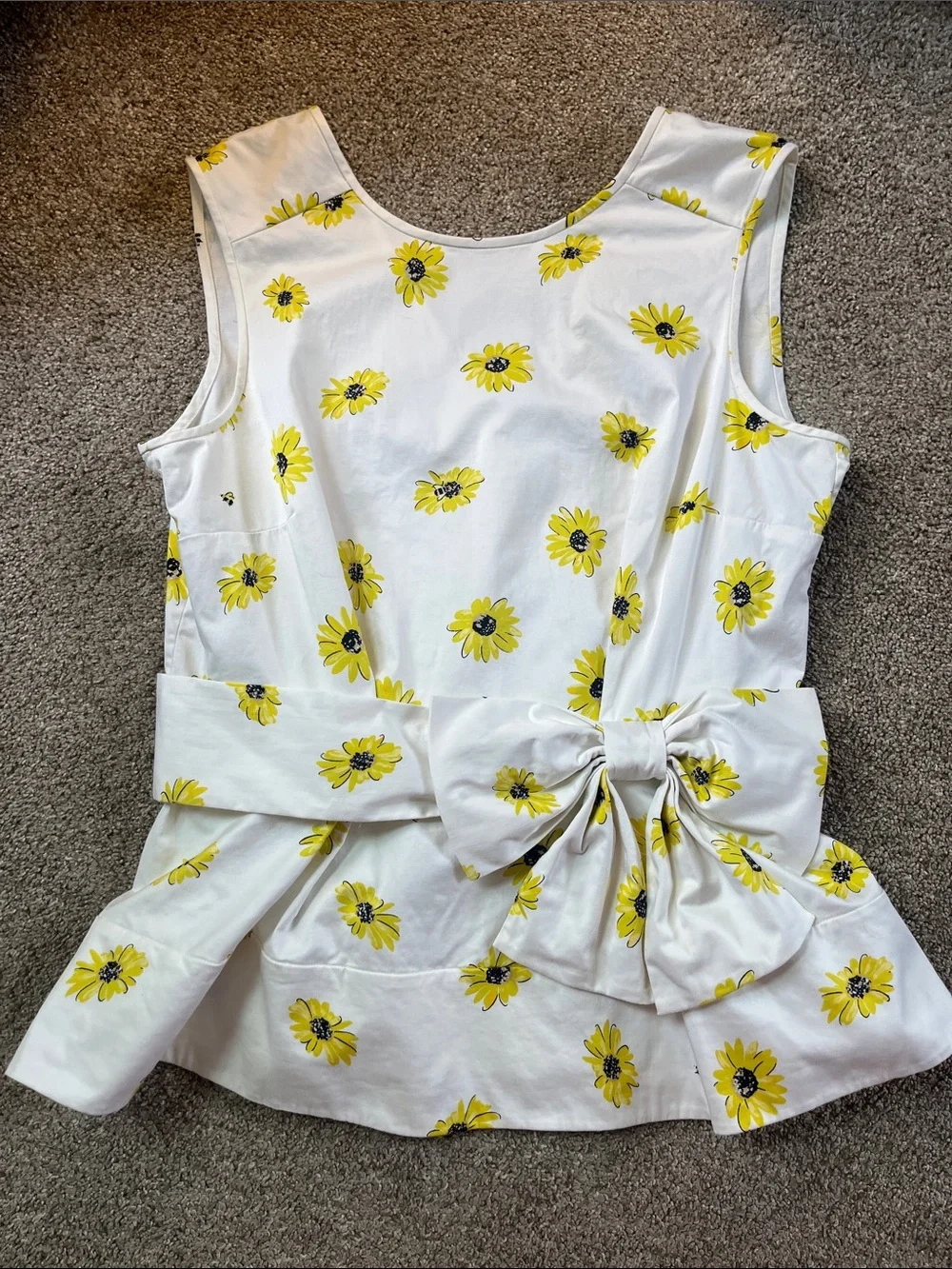 🌻🌻🌻Kate Spade Cotton Sateen Poplin Big Bow Sunflower Blouse sz8 EUC